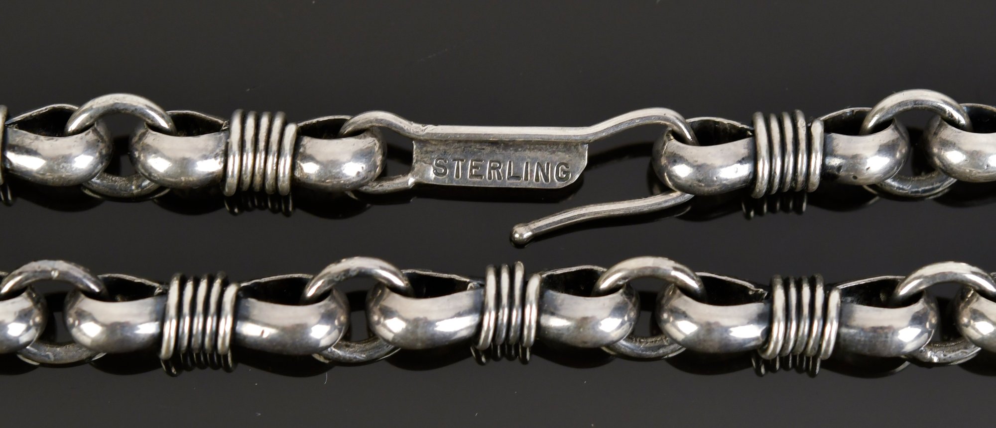 Signed Clarence Lee Navajo Native American Sterling Silver Chain