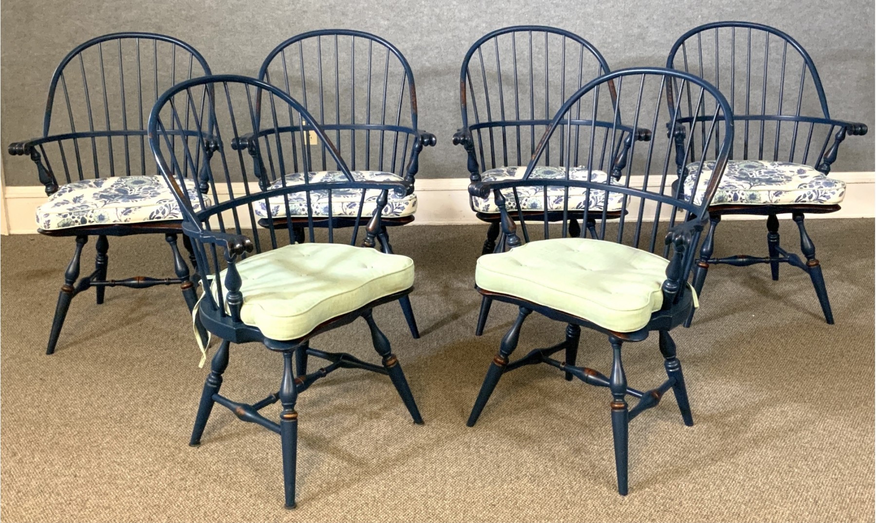 Set Of Six Ashlen Windsor Dining Chairs Painted Blue (CTF30) #7719