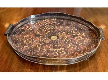 Vintage English Silver Plate/ Faux Tortoise Tray (CTF10)