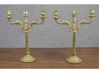 Pr. Antique Brass Candlesticks (CTF10)