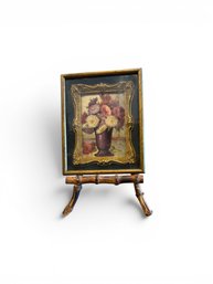 Vintage Still Life Floral Oil Painting And Easel