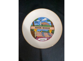 Jackson, Michigan Souvenir Plate  Space Center & Cascades! Collectible State Pride!