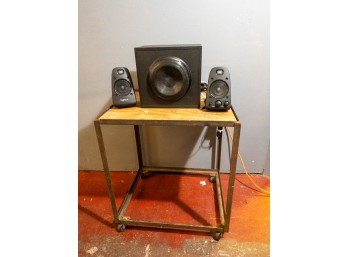 Logitech Speakers, Bluetooth Unit, AND Rolling Cart - YEEHAW! Get Ready To Rumble & Roll, Partners!