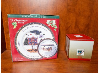 International China Christmas Story 12 Piece Set & Radio City Parade Wooden Soldiers Mug! Holiday Dinnerware