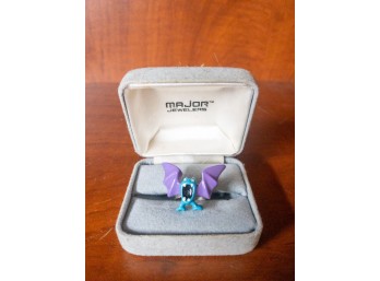 Major Jewelers Ring - Spooky Fun, Purple Bat Monster! Adjustable Band! Rare Find!