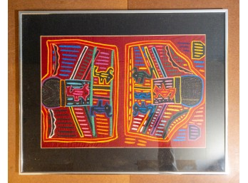 Rare 1960s-70s Kuna Mola Textile Art, Framed - A Vibrant Piece Of Culture! Fine Art Home Decor!