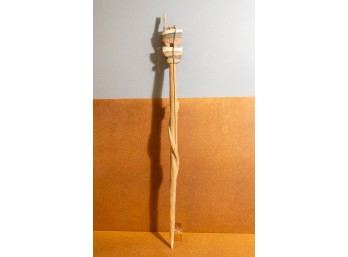 Vintage Carved Wood Ceremonial Staff Aztec Mayan Collectible Home Decor Accent Mexico Central American Cultural Artifact