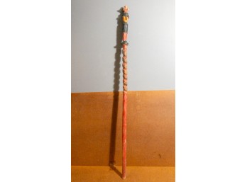 Vintage Carved Wood Staff, Hand-Painted Folk Art, Totem, Tribal, Collectible! Bargain Price!