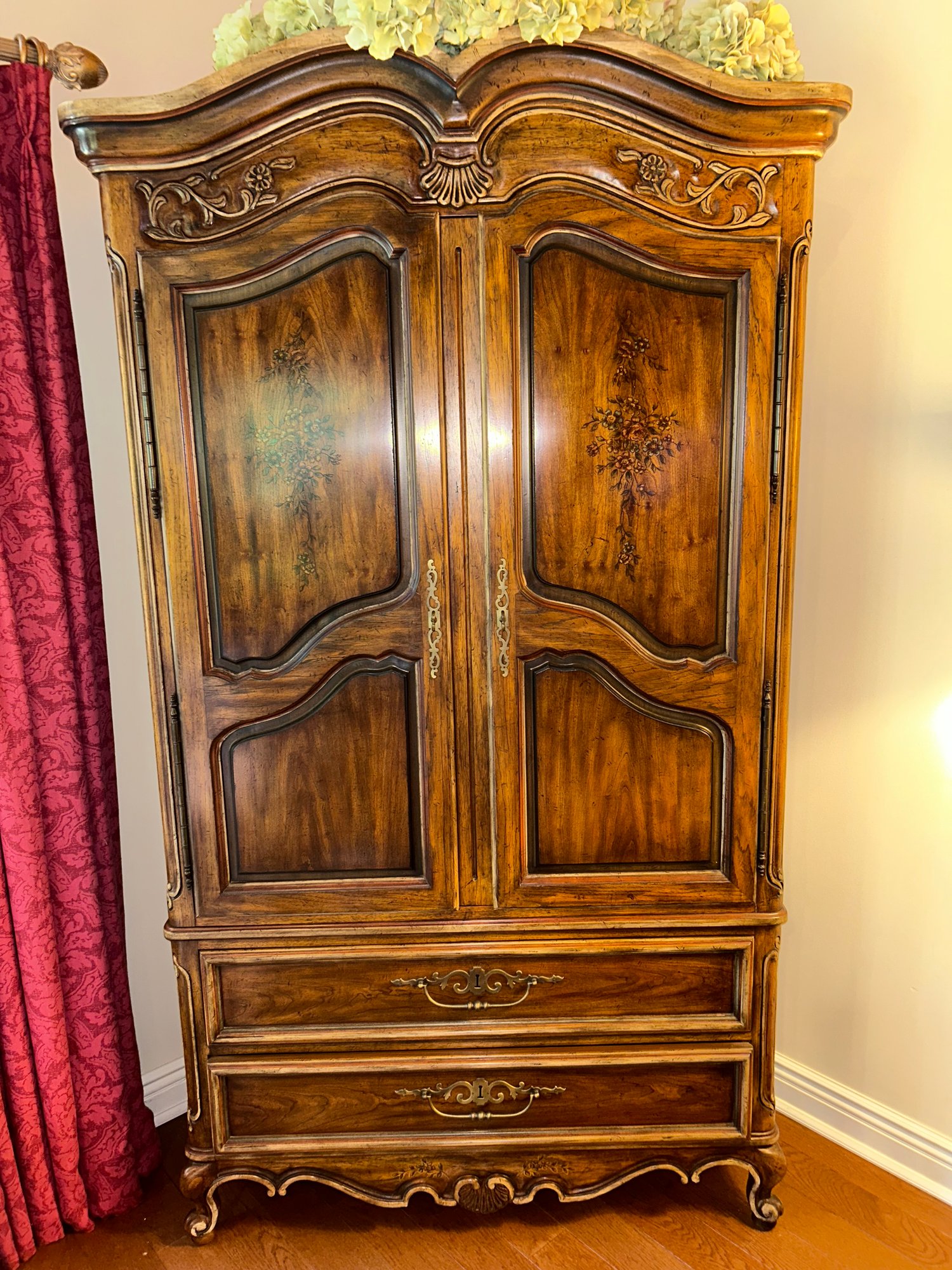 Drexel Brittany Floral Armoire French Provincia 33299