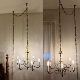 Pair Of Vintage 6-light Hanging Chandeliers