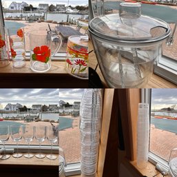 Lot Of Colorful And Festive Outdoor Glasses And Ice Bucket (heavy Plastic)