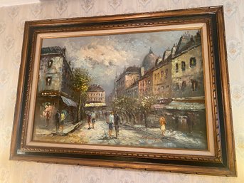 City Shopping Framed Oil