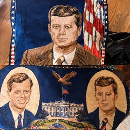 Lot Of TWO Vintage Velvet Wall Hanging White House John F Kennedy Robert Kennedy