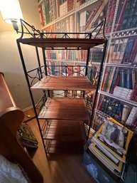 Vintage Wrought Iron And Wicker Baker's Rack