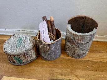 Rustic Wooden Pen And Pencil Holders