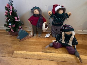 Lizzie High Wooden Folk Art Dolls Holiday