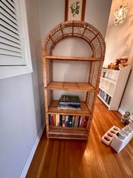 Vintage Arched Wicker Bookcase