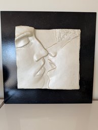 'The Kiss' 3D Plaster Relief Wall Sculpture