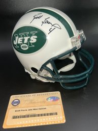 Autographed Brett Favre Jets Mini Helmet With COA