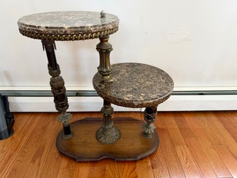 Vintage Multi-tier Plant Stand, Side Table, Marble Top