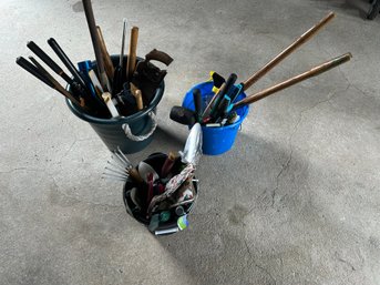 Lot Of 3 Buckets Of Gardening Hands Tools