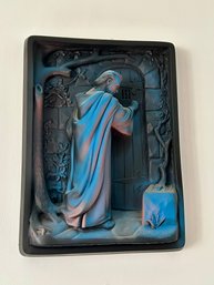 Chalkware Jesus At The Door, Pink Blue Plaque