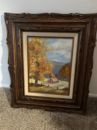 Vintage Autumn Landscape Oil Painting