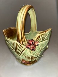 McCoy Pottery Basket. Leaves & Berries