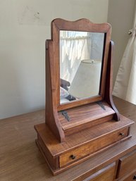 Wooden Dresser Top Jewelry Box With Mirror