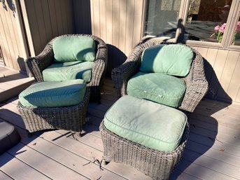 Martha Stewart Living Wicker Chairs And Ottomans (4 Pieces)