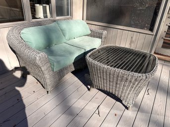 Martha Stewart Living Wicker Loveseat And Table