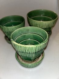 Green McCoy Basket Weave Planter Trio