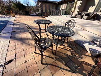 Cast Aluminum Bistro Set With TWO Tables And Two Chairs
