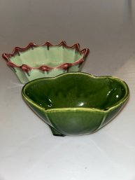 Pair Of McCoy Green Planter Bowls