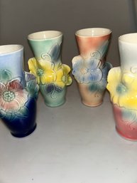 Set 4 Vintage Royal Copley 'Carol's Corsage' Vases