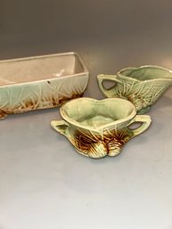 McCoy Pottery Pine Cone Creamer, Sugar, Planter