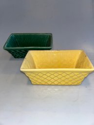 Pair McCoy Yellow & Green Planters