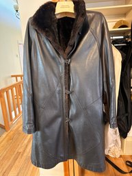 Brown Leather Coat  Mens. Large