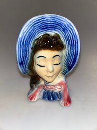 Vintage Royal Copley Lady Head Vase, Wall Pocket