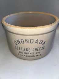 Vintage Stoneware Crock Onondaga Cottage Cheese.