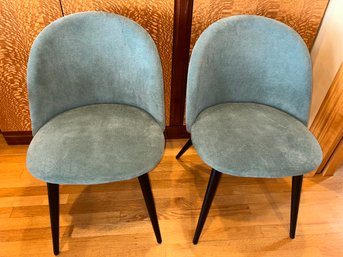 Pair Of Turquoise Upholstered Chairs