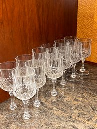 Set Of 12 Cristal D'Arques Longchamp Wine Glasses