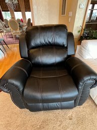 Black Pleather Recliner With Nailhead Trim