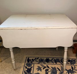 Distressed White Drop Leaf Table