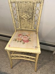 Vintage Faux Bamboo And Cane Dining Side Chair