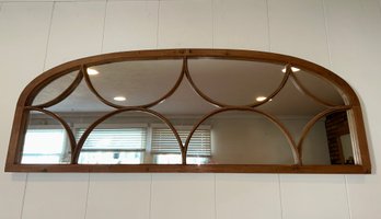 Modern Farmhouse Wide Windowpane Arched Mirror In Rustic Brown Finish.- Over 5ft Long