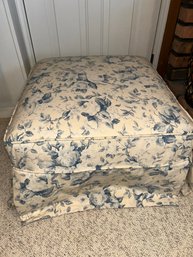 Slipcovered Ottoman Blue Floral