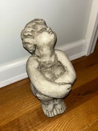 Cement Sitting Boy Garden Statue