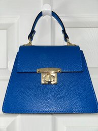 Blue Leather Satchel Purse