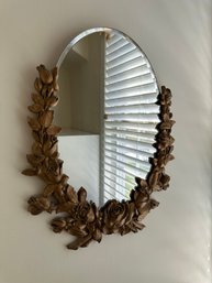 Vintage Syroco Gold Gilt Ornate Oval Roses Wall Mirror